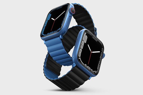 Dây đeo Apple Watch UNIQ Silicone 42/44/45mm màu Xanh dương/Đen