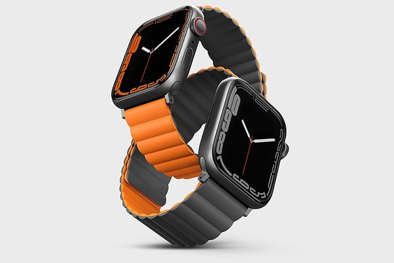 Dây đeo Apple Watch UNIQ Silicone 42/44/45mm màu Xanh dương/Đen