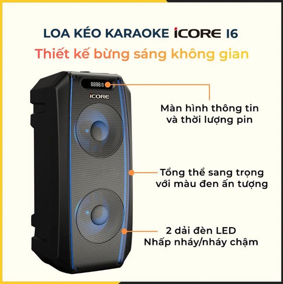 Loa Karaoke iCore i6 kèm Mic không dây giá tốt
