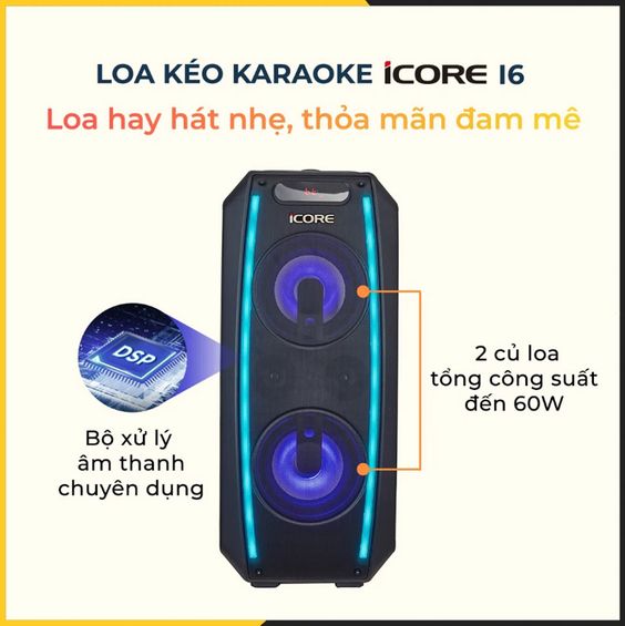 Loa Karaoke iCore i6 kèm Mic không dây giá tốt 2