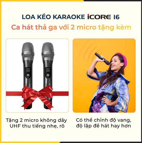 Loa Karaoke iCore i6 kèm Mic không dây giá tốt 3