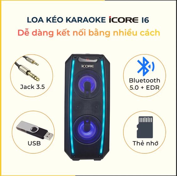 Loa Karaoke iCore i6 kèm Mic không dây giá tốt 4