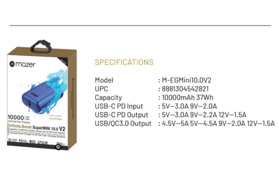Pin sạc dự phòng Mazer SUPPER Mini QC3.0/PD 22.5W 10000mAh
