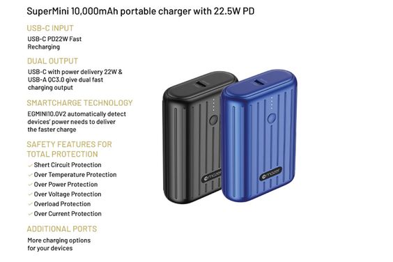 Pin sạc dự phòng Mazer SUPPER Mini QC3.0/PD 22.5W 10000mAh