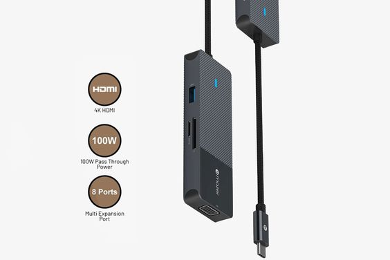 Cáp Hub USB-C 8 in 1 Mazer Multimedia Pro