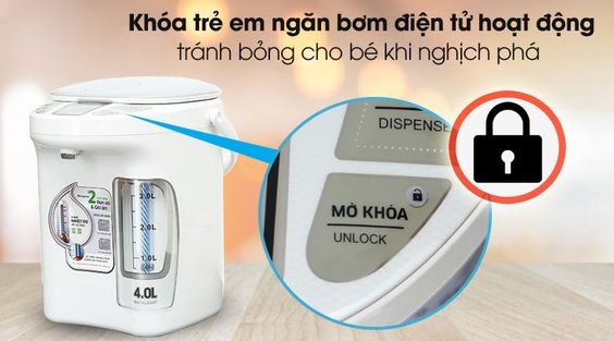 Bình thủy điện Kangaroo 4 lít KG4K1 trang bị chức năng khoá an toàn