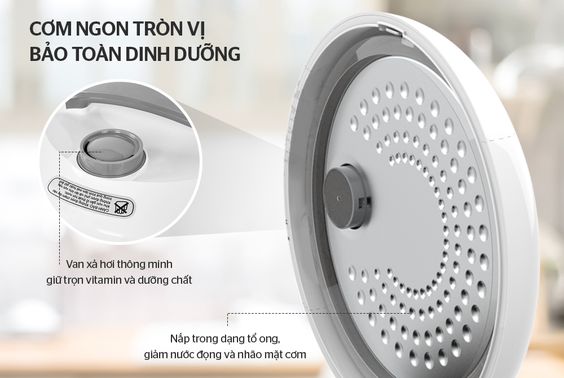 Nồi cơm điện 1.8L Sunhouse SHD8603 trang bị van thoát khí