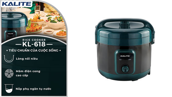 Nồi cơm điện Kalite KL-618 có thiết kế nhỏ gọn, sang trọng