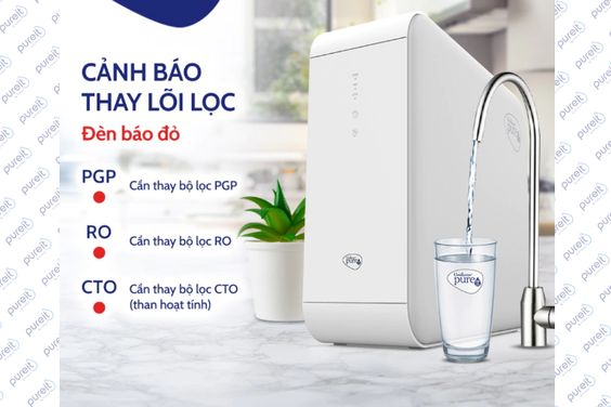 Máy lọc nước Pureit Delica UR5440 có chức năng cảnh báo thay lõi lọc