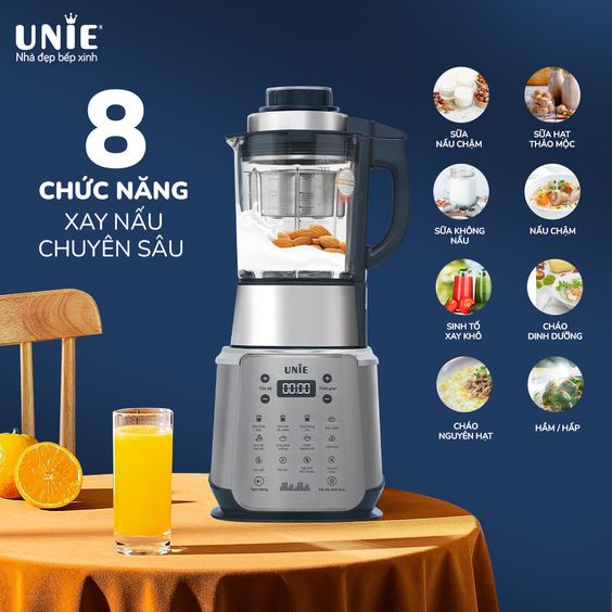 Máy làm sữa hạt Unie V9S được trang bị đến 8 chương trình nấu
