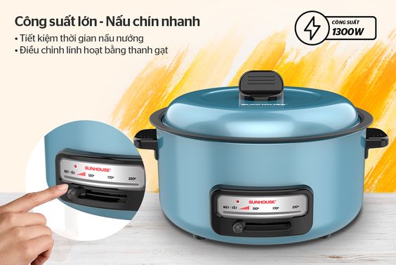 Nồi lẩu điện Sunhouse SHD4527 nấu chín thức ăn nhanh