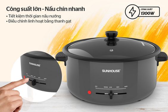 Nồi lẩu điện Sunhouse 3.5 lít SHD4523 điều khiển bằng thanh gạt tiện lợi