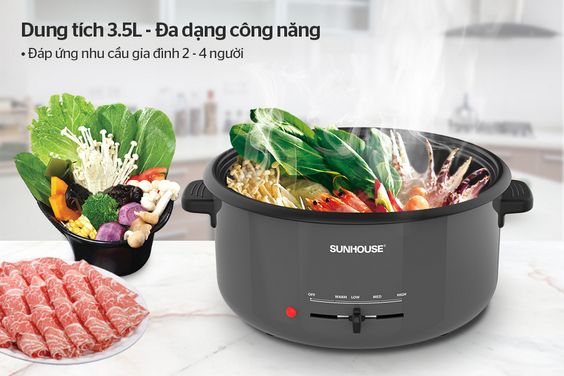 Nồi lẩu điện Sunhouse 3.5 lít SHD4523 sở hữu công suất lớn