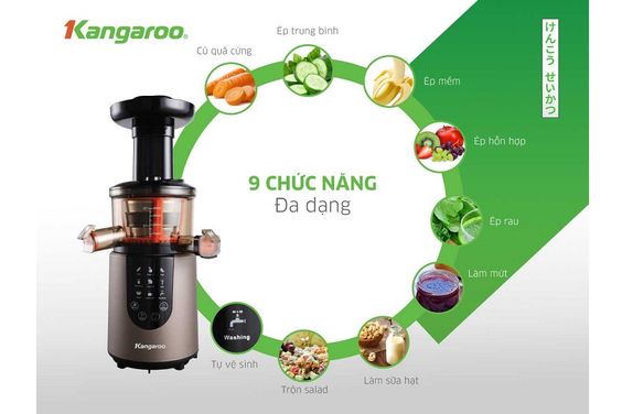 Máy ép chậm Kangaroo KG180SJD với 9 chế độ ép