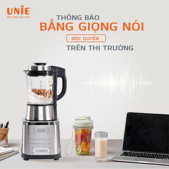 Máy làm sữa hạt Unie V8S thông báo bằng giọng nói tiếng Việt