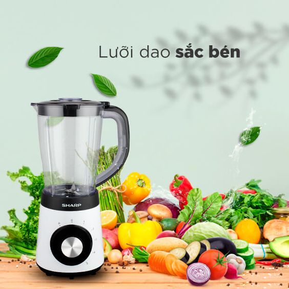Máy xay sinh tố Sharp 1.5 lít EM-S155PV-WH xay mịn hơn