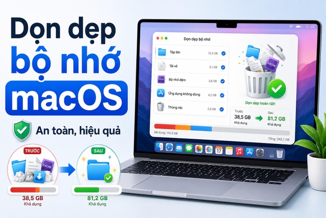 Những cách dọn dẹp bộ nhớ trên macOS an toàn, hiệu quả để MacBook chạy nhẹ và có thêm dung lượng