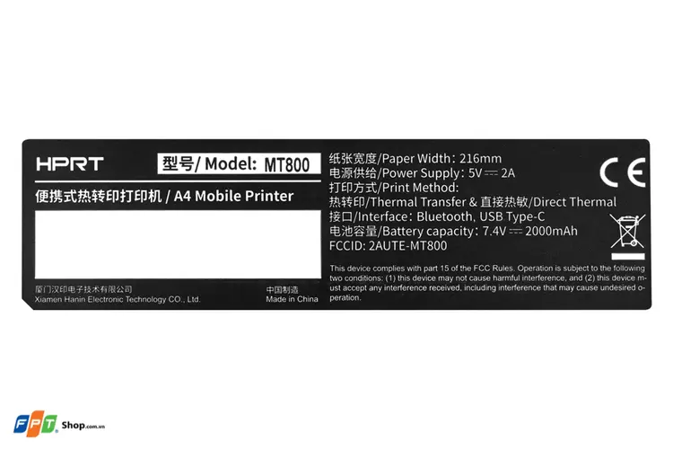 Máy in mini HPRT MT800 khổ A4 | Nhỏ gọn, ưu đãi tốt, giá rẻ