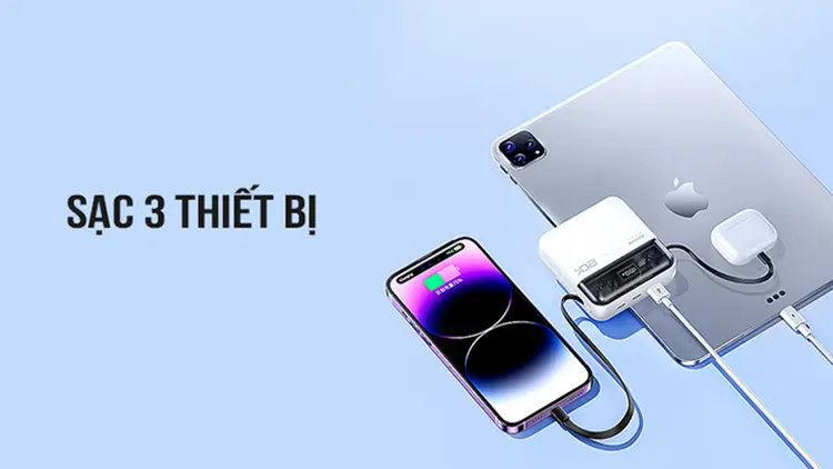 Pin sạc dự phòng 20000mAh QC 3.0/PD 22.5W tích hợp USB-C và Lightning ...