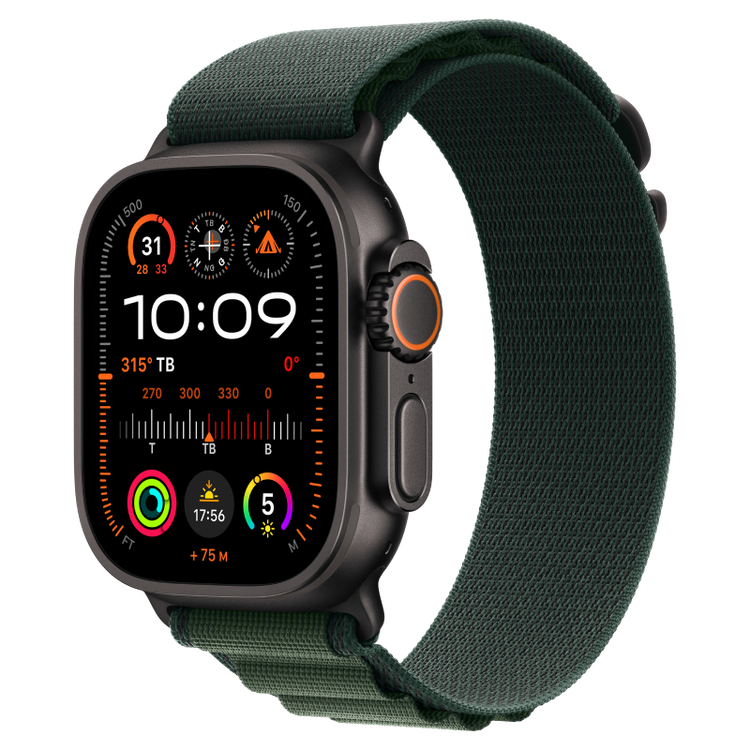Apple Watch Ultra 2 GPS + Cellular 49mm viền Titanium Đen Dây Đeo Alpine - Medium