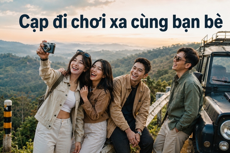 Cap đi chơi xa cùng bạn bè