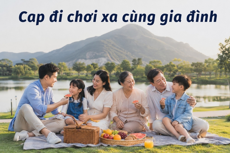 Cap đi chơi xa cùng gia đình