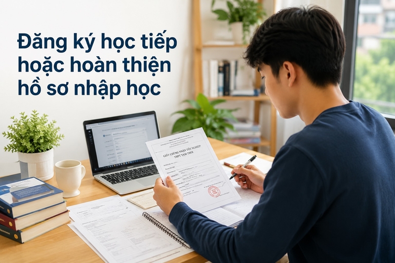 Đăng ký học tiếp hoặc hoàn thiện hồ sơ nhập học