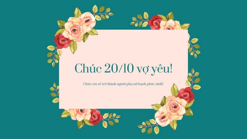 Mẫu thiệp chúc mừng 20/10 tặng vợ đơn giản