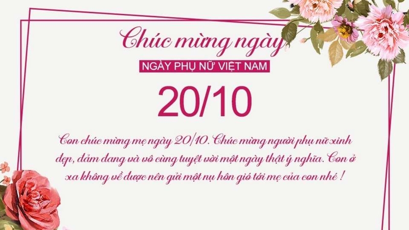 Mẫu thiệp 20/10 dành tặng mẹ và bà