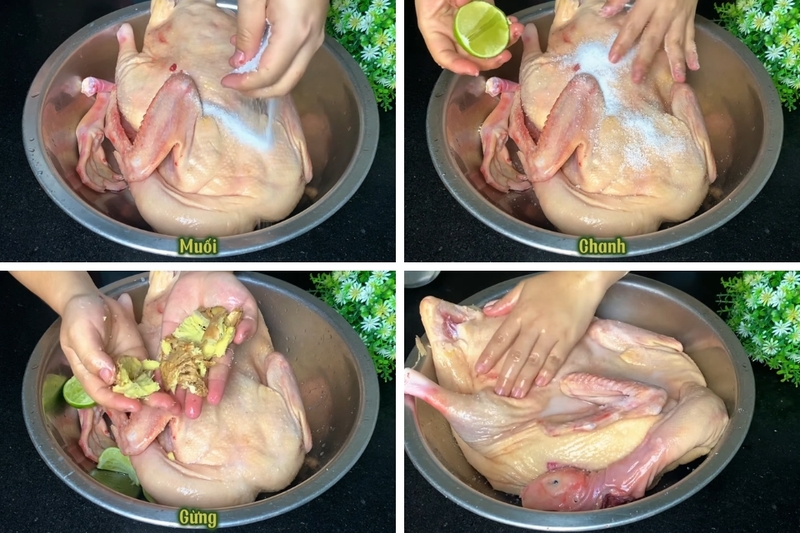 Ngâm vịt trong nước pha với gừng nghiền, rượu trắng và lá chanh trong 20-30 phút để khử mùi hiệu quả
