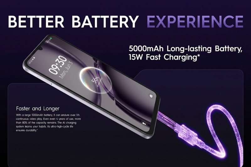 Tecno Spark Go 3 4GB - Pin dung lượng 5000mAh