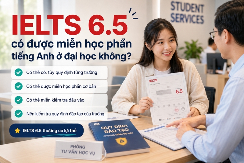 IELTS 6.5 có được miễn học phần tiếng Anh ở đại học không