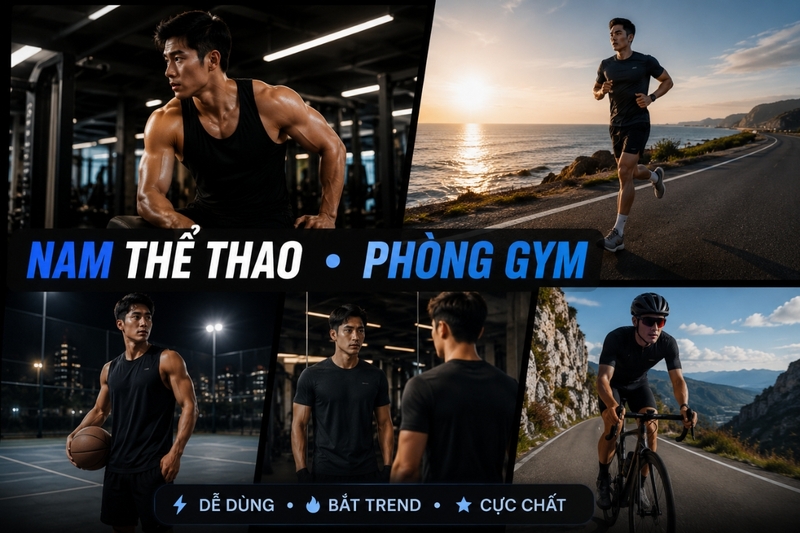 Câu lệnh tạo ảnh nam thể thao, phòng gym