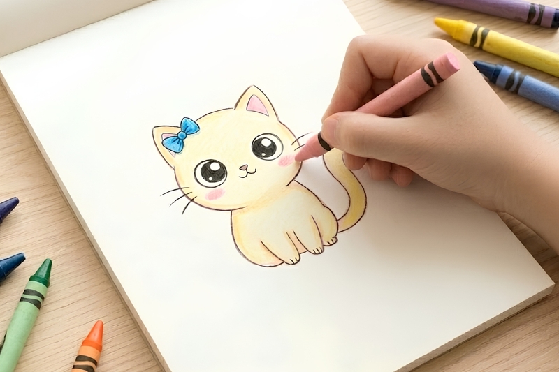 Cách vẽ con mèo chibi - 9