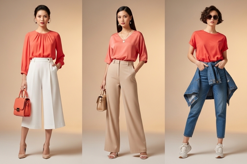 Cách phối đồ sành điệu với màu coral