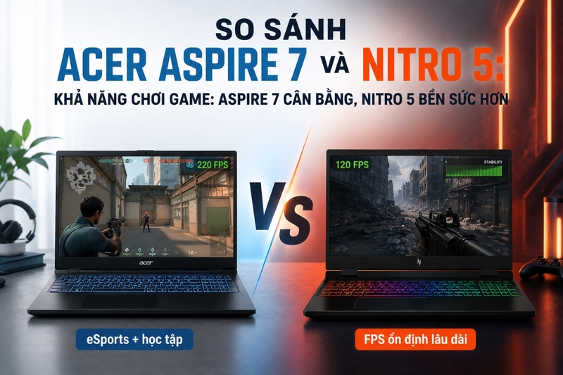So sánh khả năng chơi game: Aspire 7 cân bằng, Nitro 5 bền sức hơn