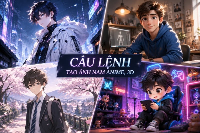 Câu lệnh tạo ảnh nam anime, 3D