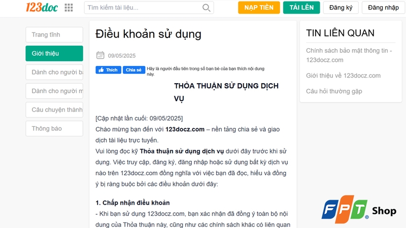 123doc có những quy định đảm bảo sự minh bạch của tài liệu