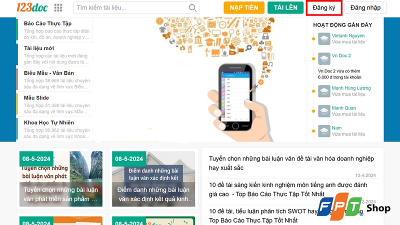 Nhấn chọn "Đăng ký" nếu chưa có tài khoản