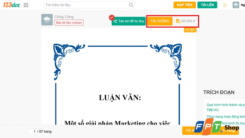 Tài liệu trên 123doc có mức giá khá hợp lý