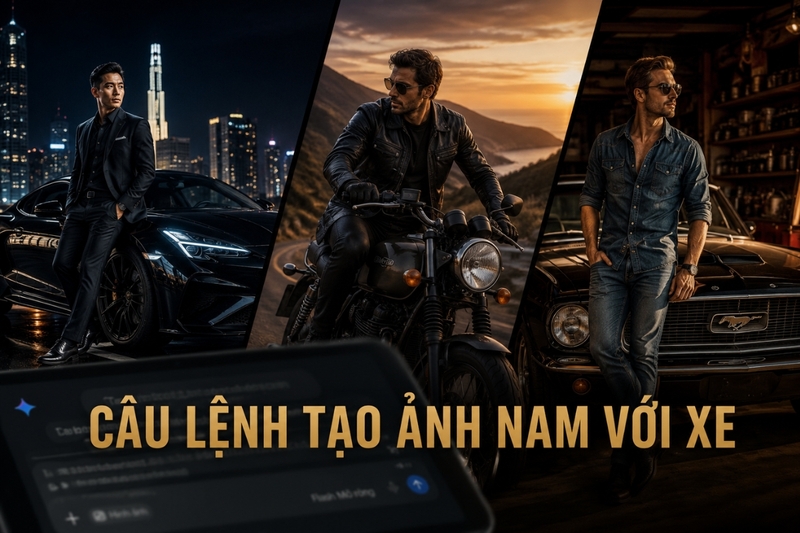 Câu lệnh tạo ảnh nam với xe