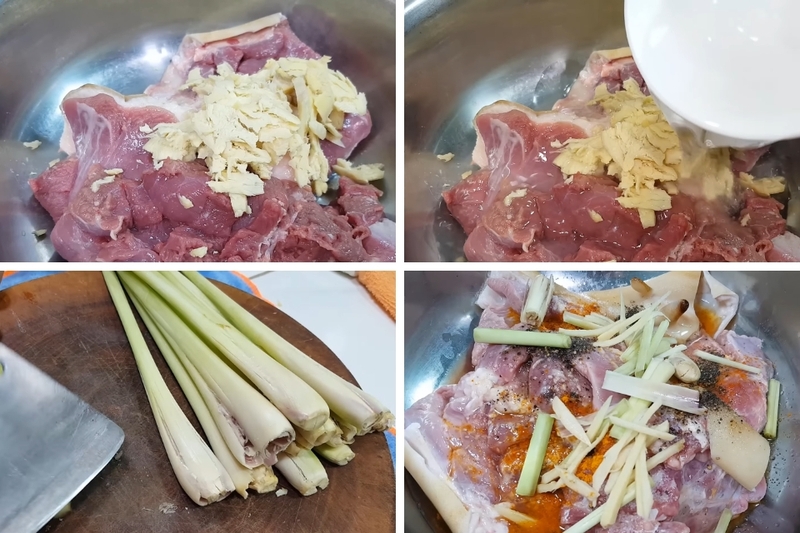 Chà xát thịt dê với muối và gừng nghiền trong 5 phút để khử mùi hôi