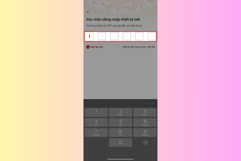 Nhập mã OTP được gửi đến số điện thoại đã đăng ký