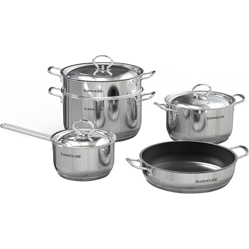 Bộ 4 nồi chảo inox 5 đáy Sunhouse SHG995