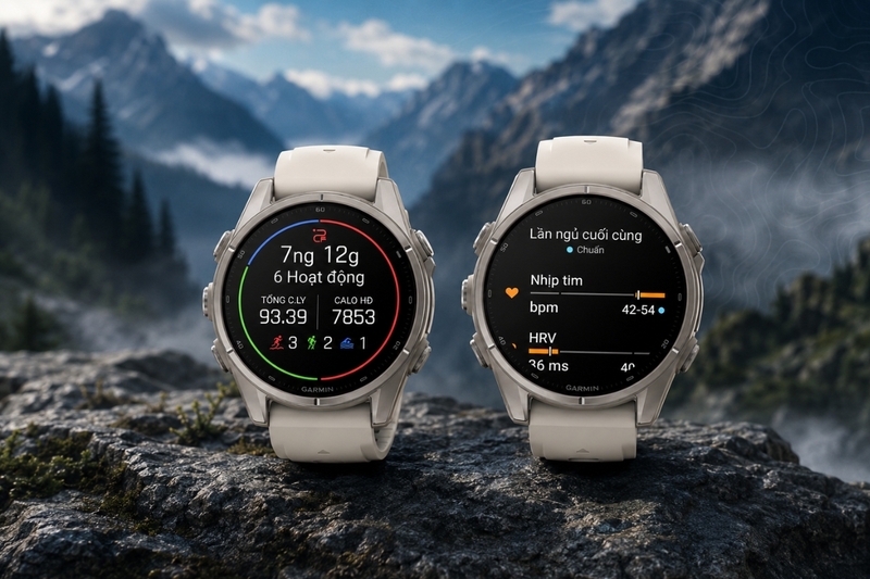 Garmin Fenix 9 Titanium 43mm AMOLED dây đeo silicon xám sương mù - 11