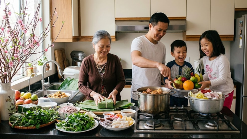 Chuẩn bị món ăn truyền thống