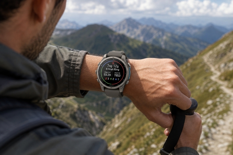 Garmin Fenix 9 Titanium 47mm AMOLED Dây Silicone Xám Sỏi - 14
