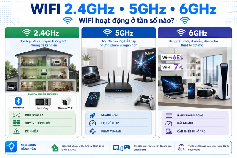 WiFi hoạt động ở tần số nào