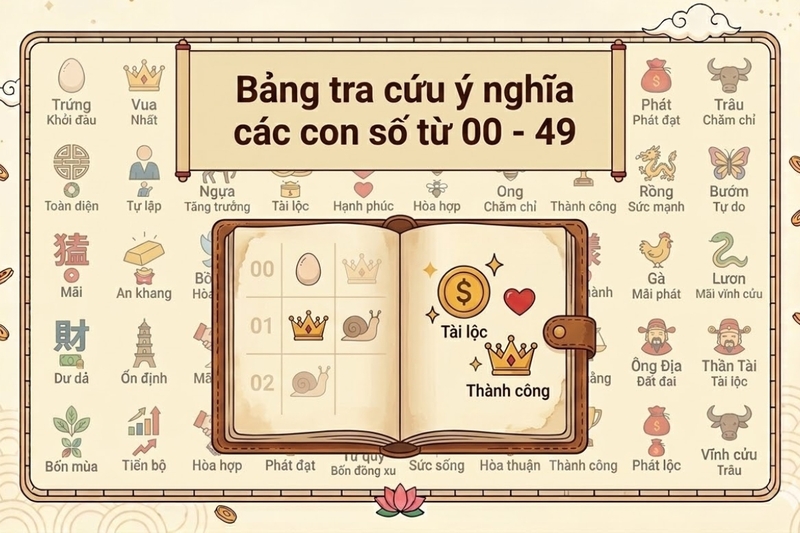 Bảng tra cứu ý nghĩa các con số từ 00 - 49