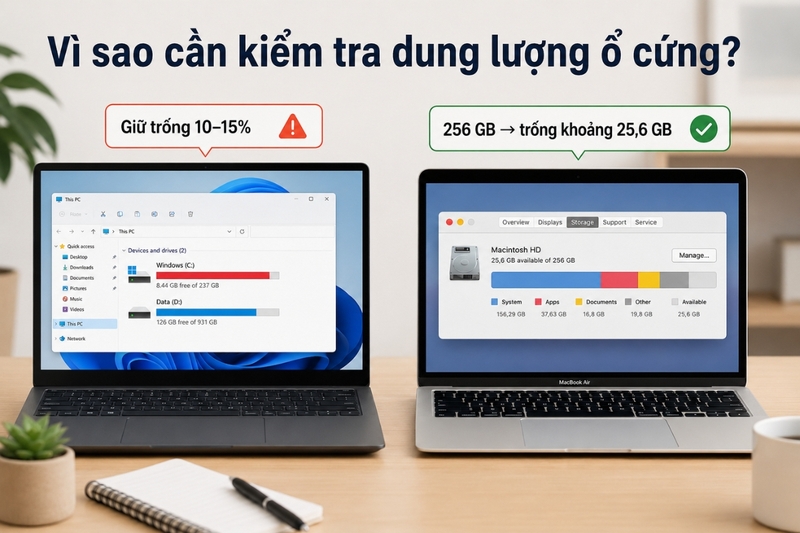 Vì sao cần kiểm tra dung lượng ổ cứng thường xuyên?